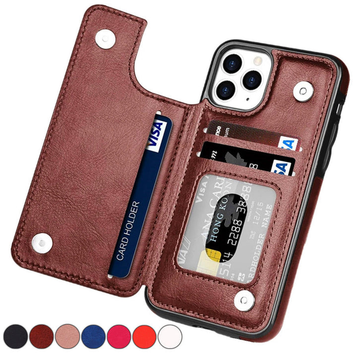 Solid Color Double Buckle Mobile Phone Leather Case